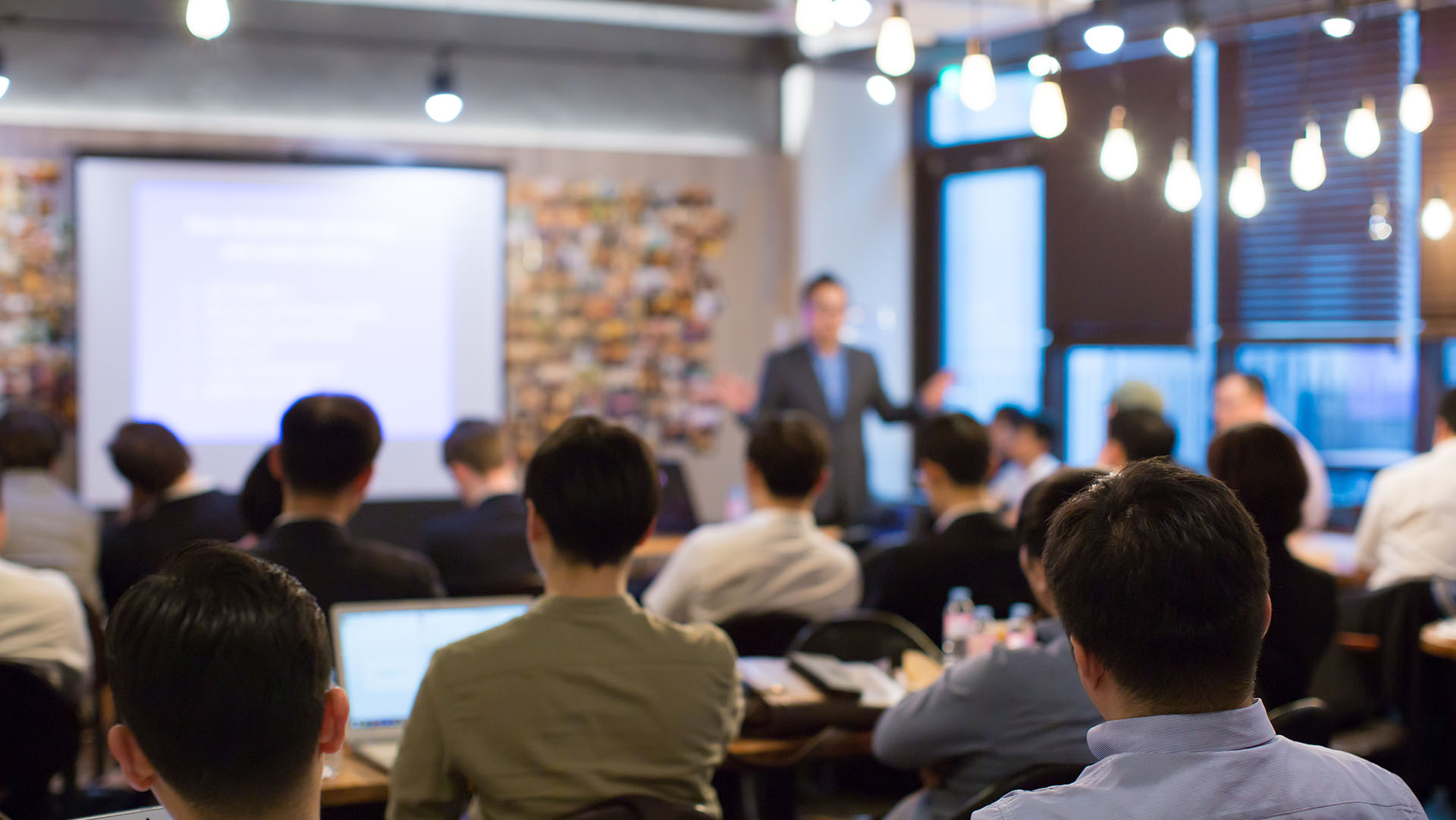 Business people watching a presentation