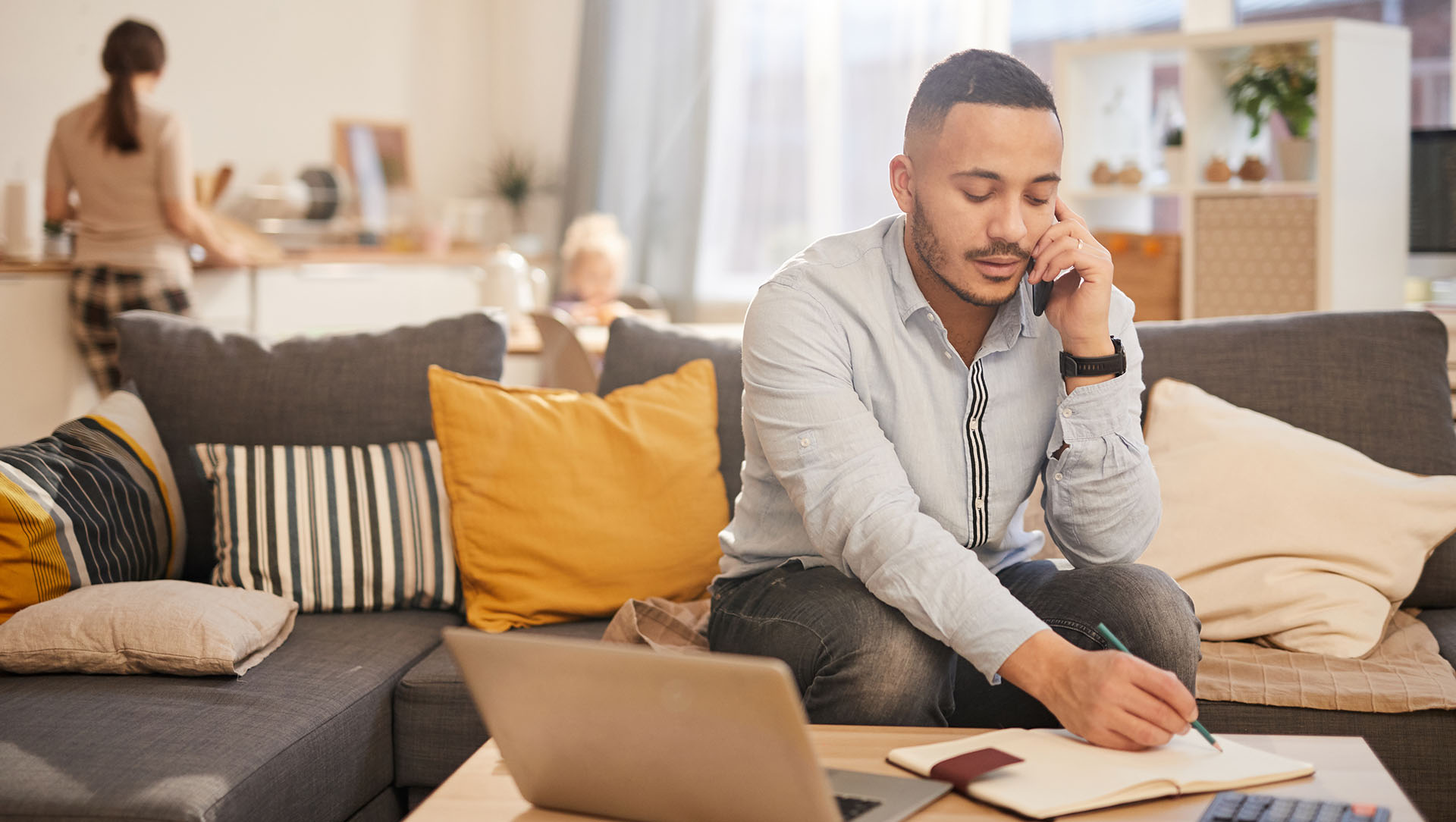 Portrait of man working from home